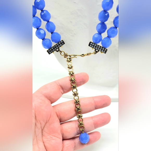Heidi Daus Vintage Periwinkle Swarovski Crystal Art Deco Bib Statement Necklace - Picture 10 of 12